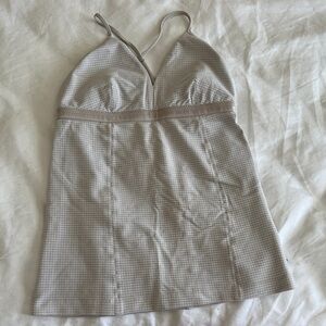 Elegant Beige Women's Gingham Strappy Camisole